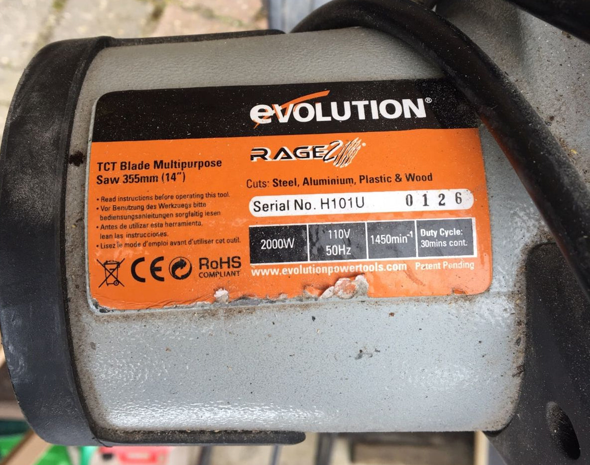 Carbon Brushes for Evolution RAGE 2 & EVOSAW355 Cut Off Chop Saws 355m