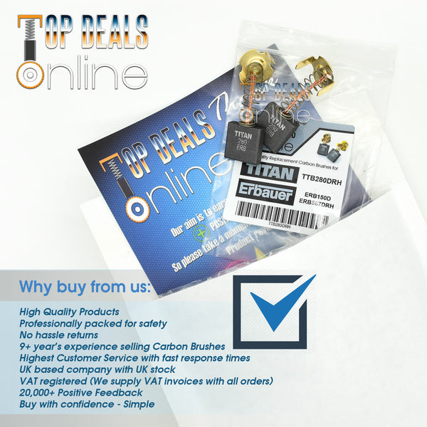 Carbon Brushes SCREWFIX TITAN TTB280DRH Concrete Breaker 1700w Original Quality