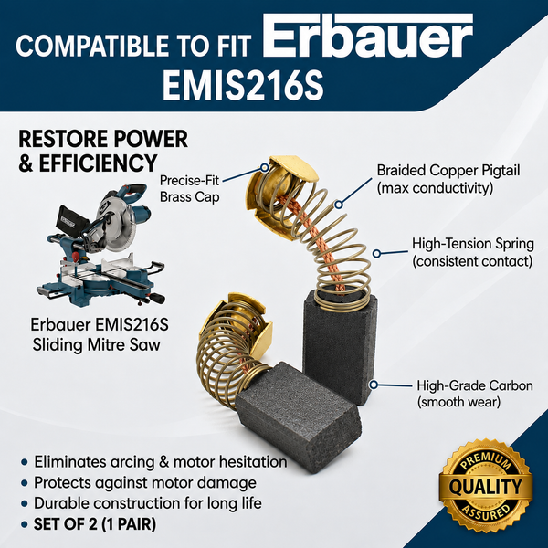 Carbon Brushes for ERBAUER EMIS216S 216mm Double-Bevel Sliding Mitre Saw