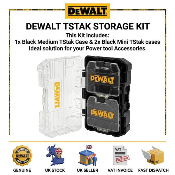 Dewalt TSTAK Medium & 2 Mini Storage Cases for Screws, Drill Bits & Accessories