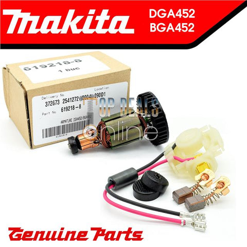 Genuine Makita DGA452 BGA452 Armature, Caps, Carbon Brushes for Angle Grinders
