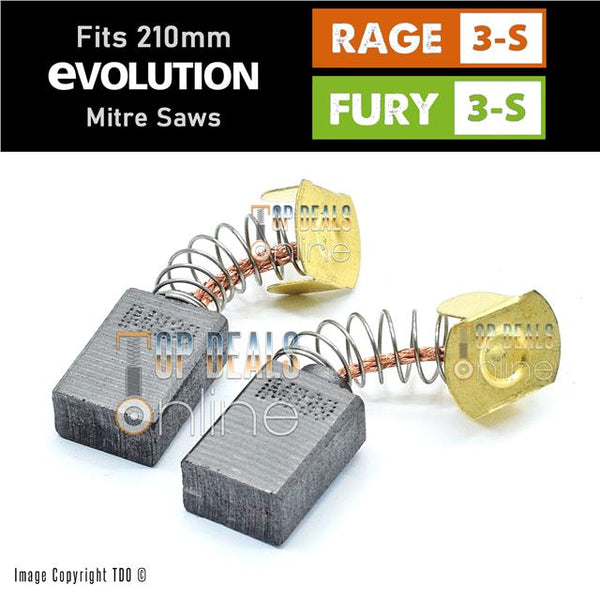 Original Evolution RAGE 3s Carbon Brushes & Fury 3-S 210mm Sliding Mitre Saw 030-0254