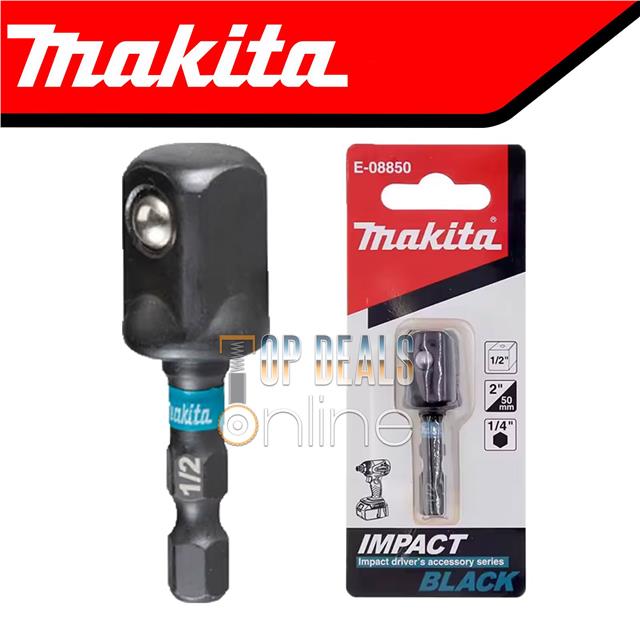 Genuine Makita Socket Adapter 1/2" in SQ Square Impact Black 1/4" Hex