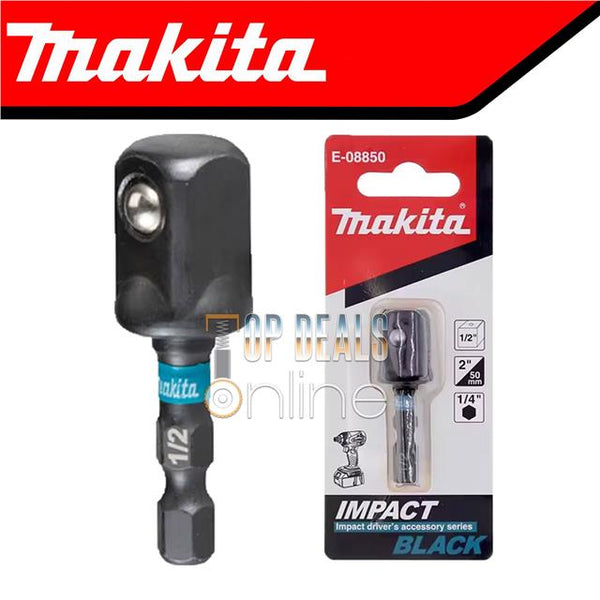 Genuine Makita Socket Adapter 1/2" in SQ Square Impact Black 1/4" Hex