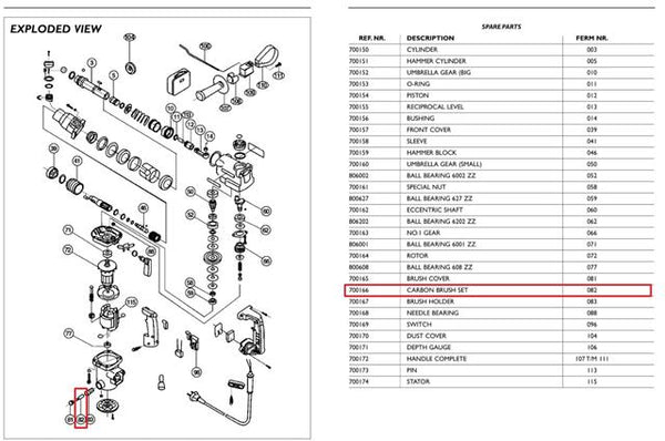 Carbon Brushes For Ferm FBH-620 FBH-620K Rotary Hammer Drill 620w Part 700166