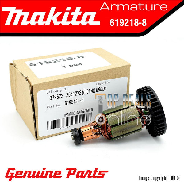 Genuine Makita DGA452 BGA452 Armature, Caps, Carbon Brushes for Angle Grinders