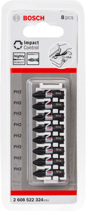 Bosch PH2 25mm x8 Impact Control Screwdriver Bits & Click Bit Holder 2608522324