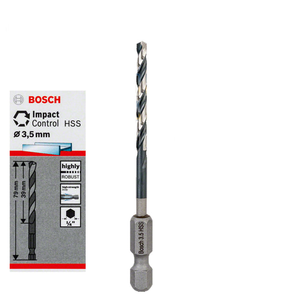 Bosch HSS HEX Shank Drill Bits Metal Steel 1/4" End Impact Control 2mm-10mm