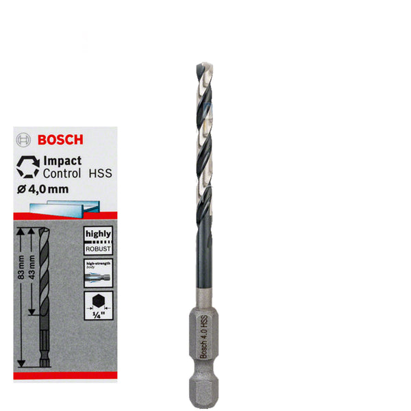 Bosch HSS HEX Shank Drill Bits Metal Steel 1/4" End Impact Control 2mm-10mm